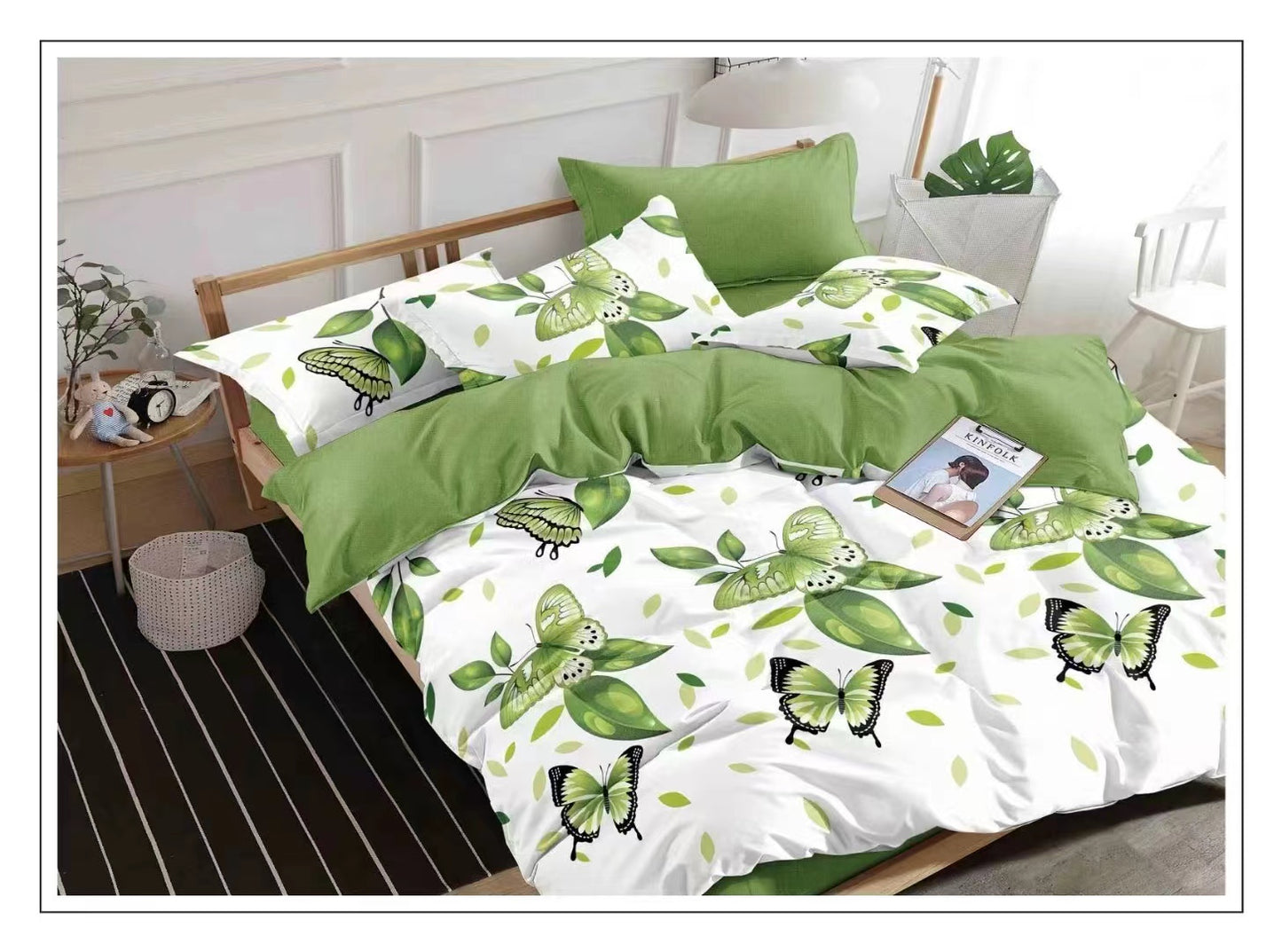 4 Piece (Super King) Bedding Set 3D Design Duvet Cover Set Microfiber Printed Bedding Set with Pillow Cases and Extra Fitted Sheet Hypoallergenic