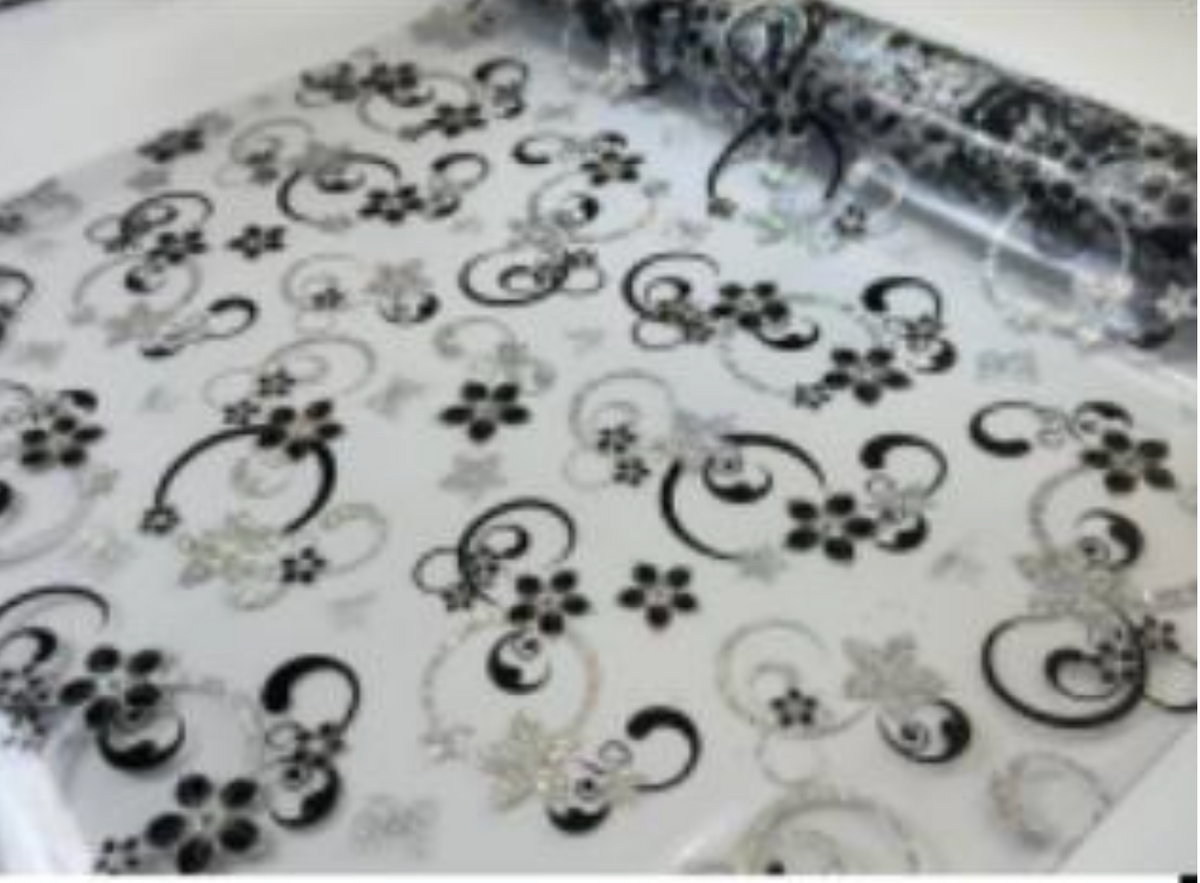 PVC Table cloths Protector for Table/ Waterproof Desk Table Pads Table Covers 2mm transparent with black flowers