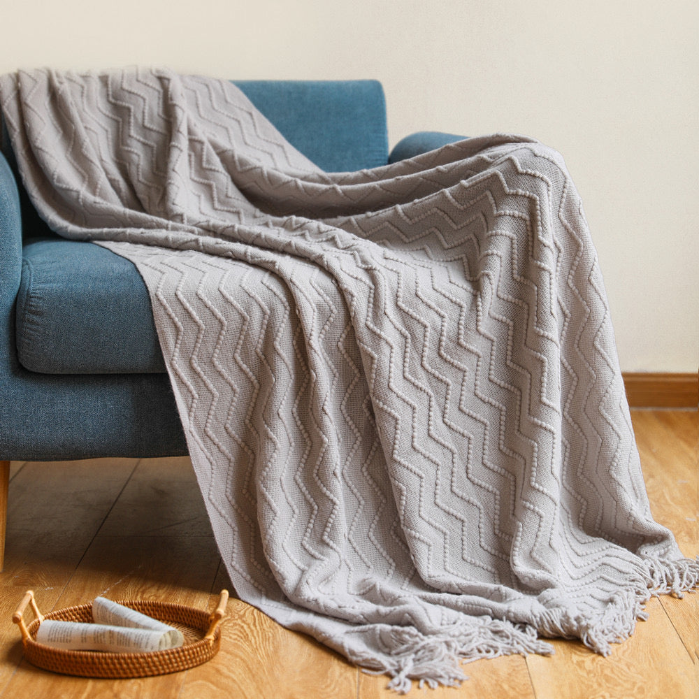 Elegant Nordic Blankets Tassel Knitted Sofa Cover Home Decorate Bedsheet Throw Blanket Cashmere Khaki Tapestry for Summer-deep blue,127x160 cm