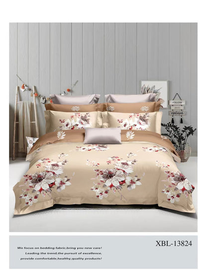 4 Piece  (Double)  Bedding Set 3D Design Duvet Cover Set Microfibre Printed Bedding Set with Pillow Cases and Extra Fitted Sheet Hypoallergenic