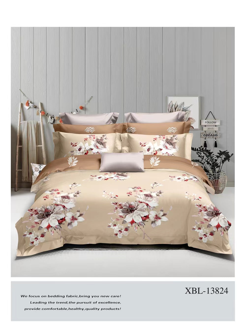 4 Piece (King)  Bedding Set 3D Design Duvet Cover Set Microfibre Printed Bedding Set with Pillow Cases and Extra Fitted Sheet Hypoallergenic