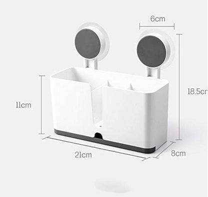 Wall-Mounted powerful Traceless Sicker multi- Functional Storage rack ,Multifunctional Wall Mounted Toothbrush Holder Bathroom Accessories Self Adhesive Shelf Without Drilling Storage