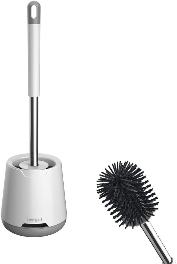 Toilet Brushes and Holder Set ,Wall Mounted Toilet Brush Grey, Silicone Toilet Bristle Brush with Holder for Bathroom Cleaning ,