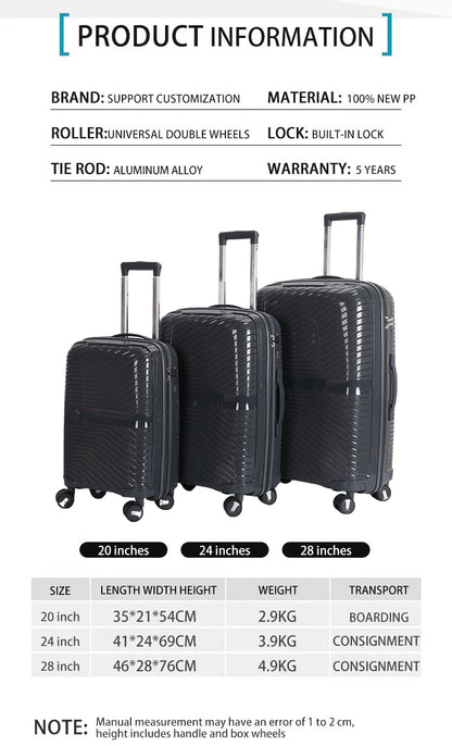 Suitcase Carry On Hand Cabin Luggage Lightweight Hard Shell Checked in Suitcase with 4 Spinner Wheels TSA Lock 13" 20" 24" 28" Travel Trolley Case PC+ABS-M6989