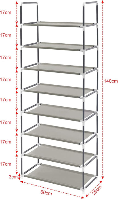 8 Tiers Shoe Rack Tall Shoe Racks Shelves Standing Storage Organizer for 40 Pairs Shoes