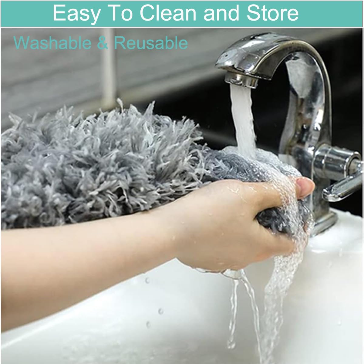 Extendable Feather Duster, Bendable Microfiber Duster with Extra Long Telescopic Extension Pole and Soft Silicone Cap, Washable Duster for Cleaning Roof, High Ceiling Fan, Blinds