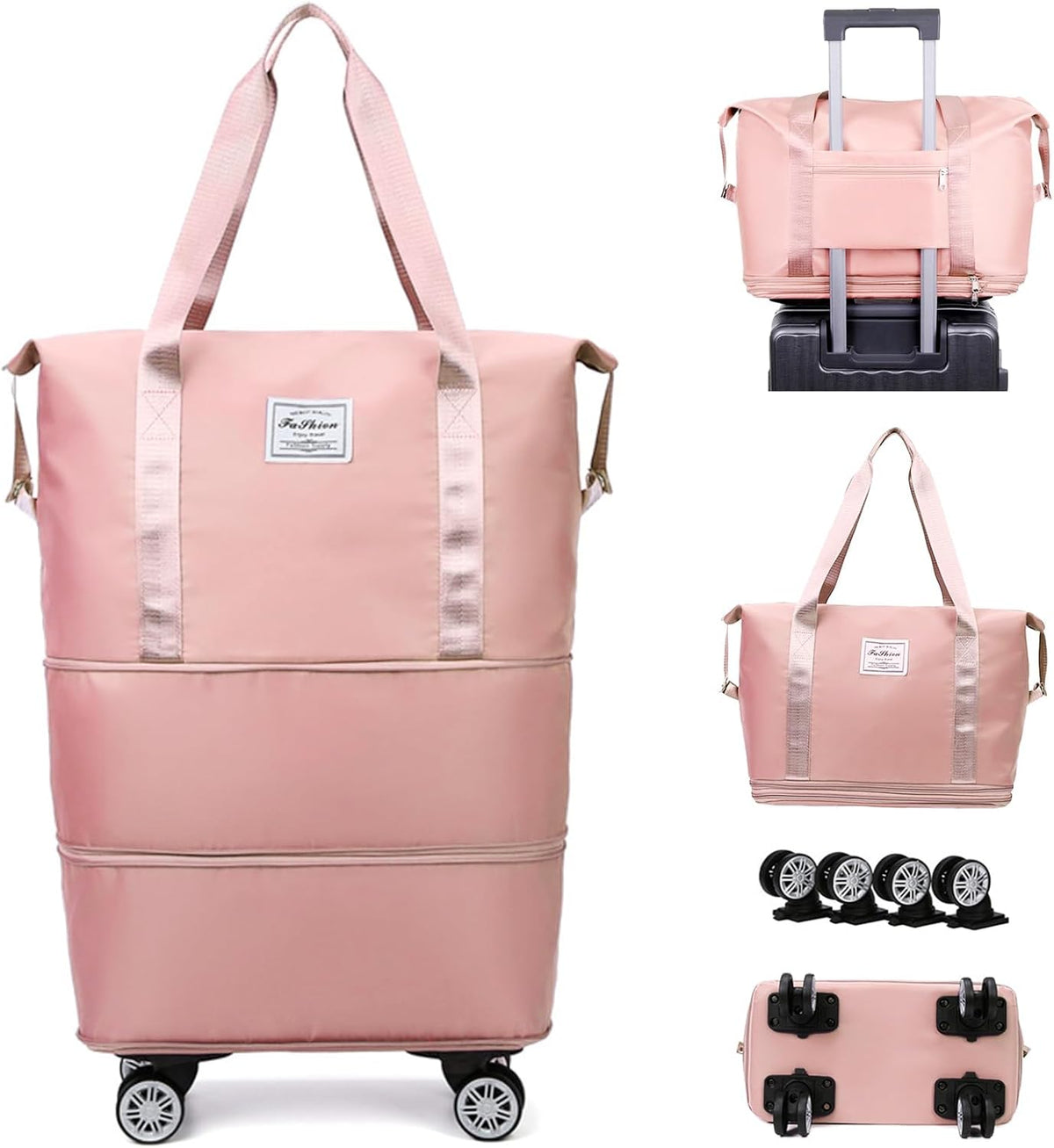 Duffle Bag for Travel with Wheels Expandable and Removable Wheels