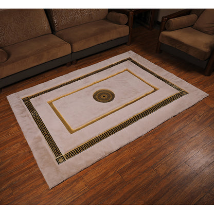 Faux Fur  Rabbit Rug Ultra Soft With Gold Fur Rug, Shaggy And Leather Carpet  160x230