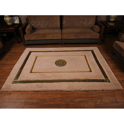 Faux Fur  Rabbit Rug Ultra Soft With Gold Fur Rug, Shaggy And Leather Carpet  160x230