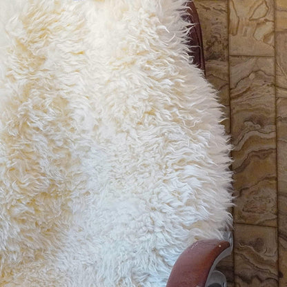 Real Genuine Sheepskin Rug Natural Sheepskin Throw Real Full Sheepskin Rugs Fluffy Fur Rug Authentic Sheepskin Seat Covers For Chairs Sheepskin Seat Pads Cushion White (70X100cm)(Double: 210x80cm)