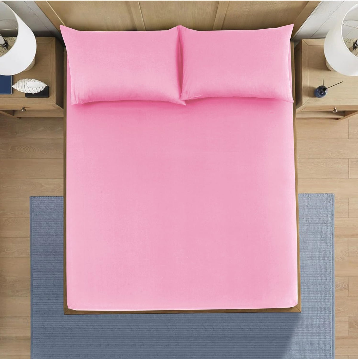 Fitted Bed Sheet Poly Cotton Percale Easy Care Plain Dyed Bed Sheet