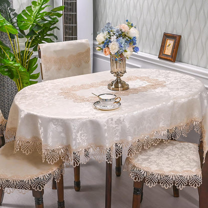 Tablecloth Flower Pattern Polyester Table Cloth Spill Proof Wrinkle Resistant Soft Table Cover