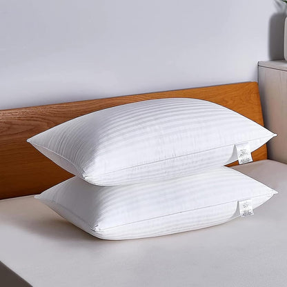 Home Pillows 2 Pack Hotel Quality Pillows Side Sleeper Bounce Back Bed Pillow Quick Rebound & Dust Proof Resistant Premium Filled Hotel Pillows Pack of 2, 100% Hypoallergenic Ultra Soft Microfibre Filling (50x75cm)