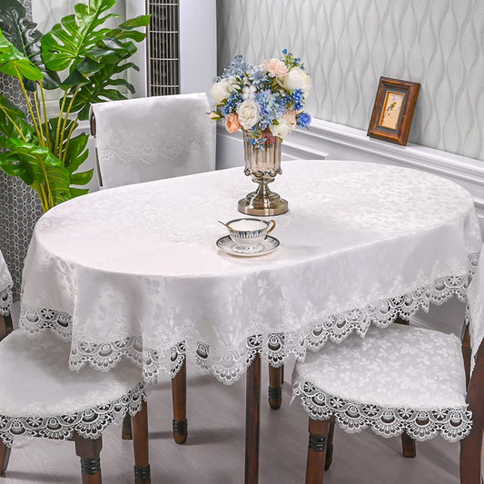 Tablecloth Flower Pattern Polyester Table Cloth Spill Proof Wrinkle Resistant Soft Table Cover