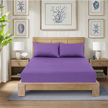Fitted Bed Sheet Poly Cotton Percale Easy Care Plain Dyed Bed Sheet
