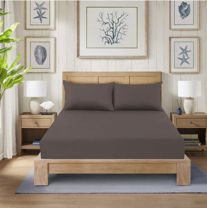 Fitted Bed Sheet Poly Cotton Percale Easy Care Plain Dyed Bed Sheet
