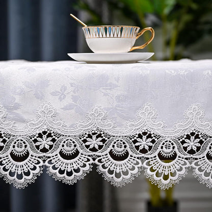 Tablecloth Flower Pattern Polyester Table Cloth Spill Proof Wrinkle Resistant Soft Table Cover