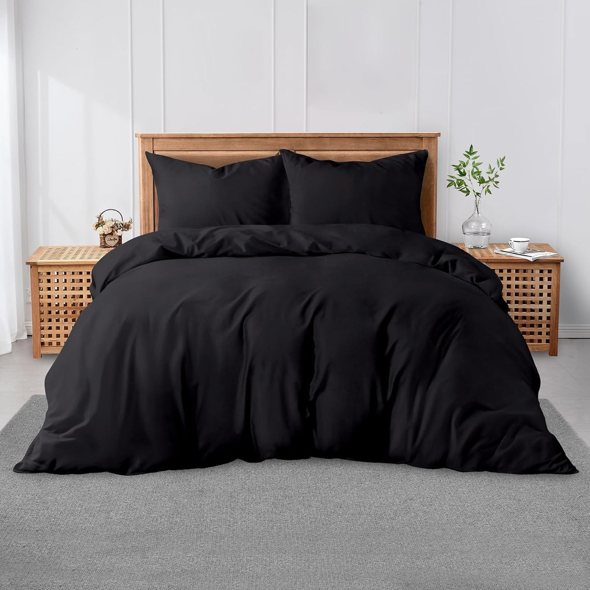3 Pieces Plain Duvet Cover Set With Matching Pillow Cases, Soft & Breathable Quilt Cover, Polycotton Hotel Collection Solid Color Bedding, Aqua
