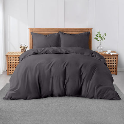 3 Pieces Plain Duvet Cover Set With Matching Pillow Cases, Soft & Breathable Quilt Cover, Polycotton Hotel Collection Solid Color Bedding, Aqua