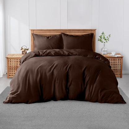 3 Pieces Plain Duvet Cover Set With Matching Pillow Cases, Soft & Breathable Quilt Cover, Polycotton Hotel Collection Solid Color Bedding, Aqua