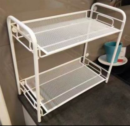 2-Tier Spice Rack, Kitchen Spice Rack, Height Adjustable, Foldable Spice Rack, Storage and Organization for Kitchen, Bathroom Storage Rack