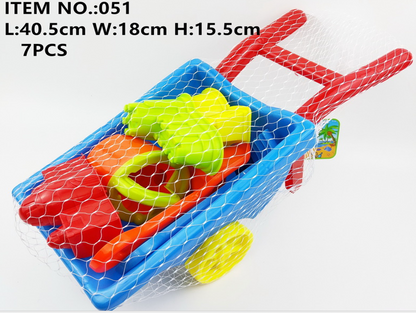 Beach Toy Set Wheelbarrow ,Wheelbarrow  Beach Toy, Beach Sand Toy with Reusable Mesh Bag, Sand Water Wheel,  Molds, , Beach Shovels Rakes Tool Kit, Beach Toys for Water Play