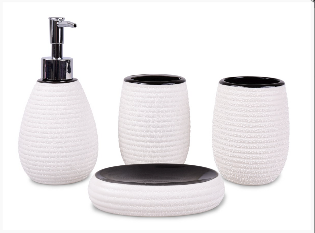 Bathroom Accessories Set Vintage Handmade Ceramic Bathroom 4-Piece Toilet Set - Lotion Soap Dispenser Toothbrush Holder Soap Dish and Mouthwash Cup Bathroom Soap Dispenser