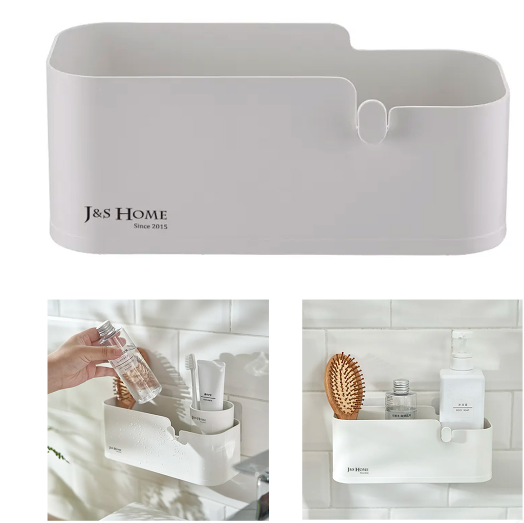 WALL-MOUNTED TRACELESS STICKER STORAGE RACK , Organizer and Storage, Kitchen Bathroom