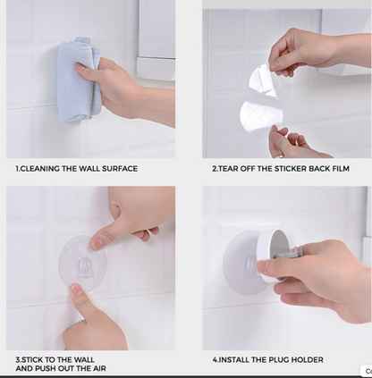 WALL-MOUNTED TRACELESS STICKER STORAGE RACK , Organizer and Storage, Kitchen Bathroom