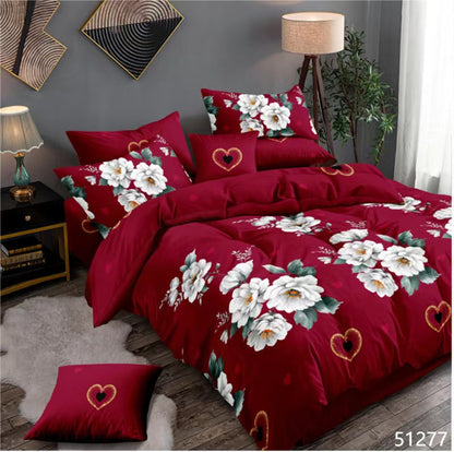 4 Piece (King)  Bedding Set 3D Design Duvet Cover Set Microfibre Printed Bedding Set with Pillow Cases and Extra Fitted Sheet Hypoallergenic