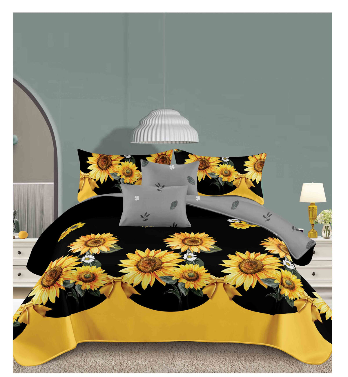 4 Piece  (Double)  Bedding Set 3D Design Duvet Cover Set Microfibre Printed Bedding Set with Pillow Cases and Extra Fitted Sheet Hypoallergenic