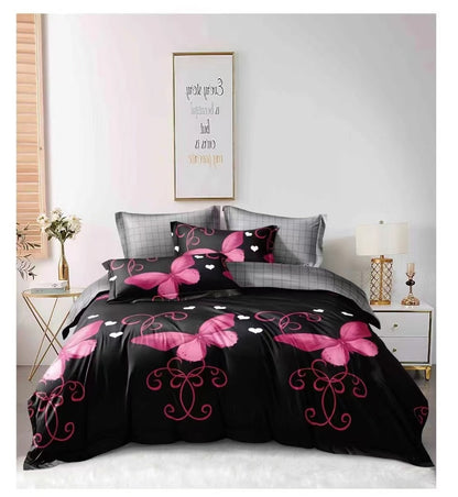3 Piece  (Single)  Bedding Set 3D Design Duvet Cover Set Microfiber Printed Bedding Set with Pillow Cases and Extra Fitted Sheet Hypoallergenic