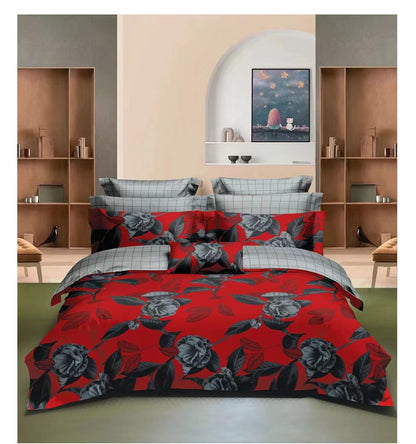 4 Piece (King)  Bedding Set 3D Design Duvet Cover Set Microfibre Printed Bedding Set with Pillow Cases and Extra Fitted Sheet Hypoallergenic