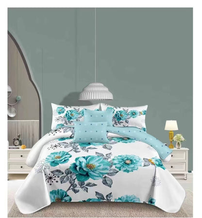 4 Piece  (Double)  Bedding Set 3D Design Duvet Cover Set Microfibre Printed Bedding Set with Pillow Cases and Extra Fitted Sheet Hypoallergenic